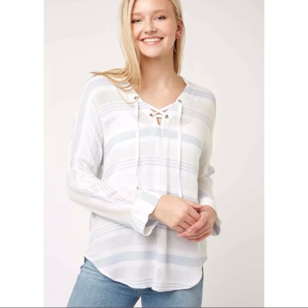 RAILS Brighton Stripe Lilly Shirt White‎ and Blue Stripes Size XS